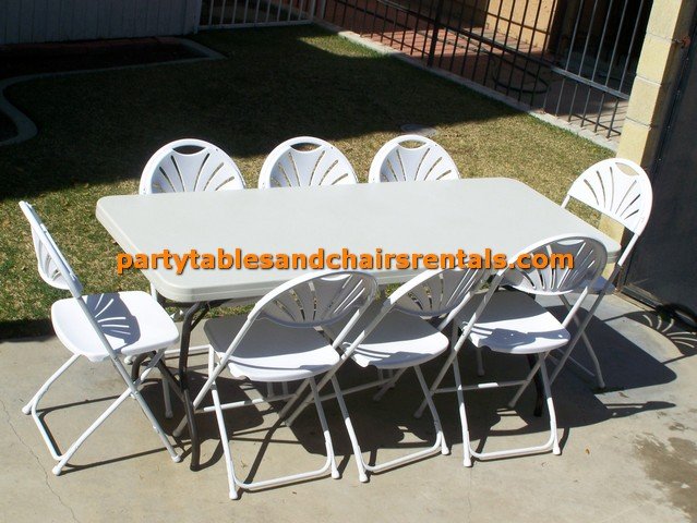 White Folding Party Chairs and Tables