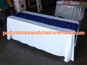 6ft White blue rectangular folding party table covers for sale