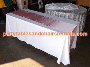 6ft White pink rectangular folding party table covers for sale