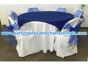Cheap blue white round folding table and chair covers for sale