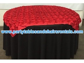 Bright red black round folding party table covers for sale