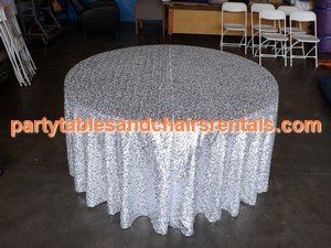Silver folding party table covers for sale